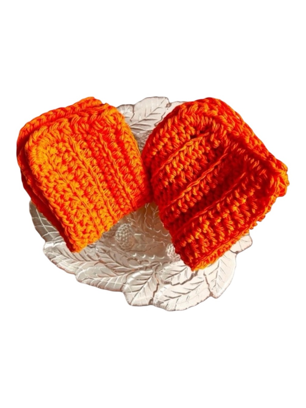 HAND CRAFTED Colorful Tangerine 100% Cotton All Purpose Wash or Dish Cloths